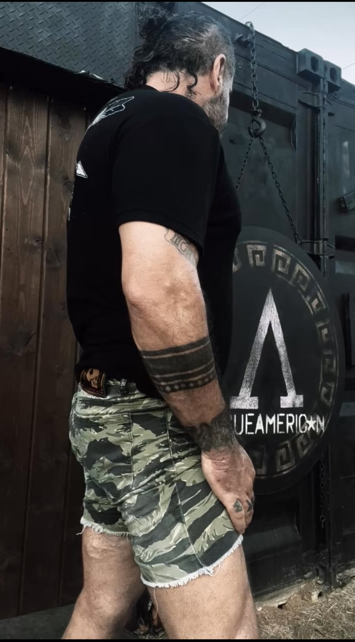 Jungle Tiger Striped Jean Shorts - Pre-Sale - Shipping early December