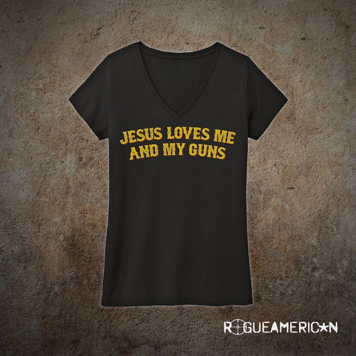 Jesus Loves Me V-Neck Ladies Shirt